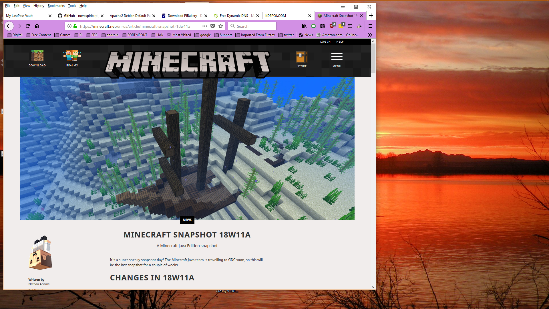 Image of minecraft.net Snapshot 18w11A page